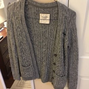 Abercrombie & Fitch Gray Cable knit Cardigan